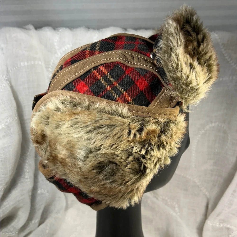 True Religion plaid winter hat with ear covers